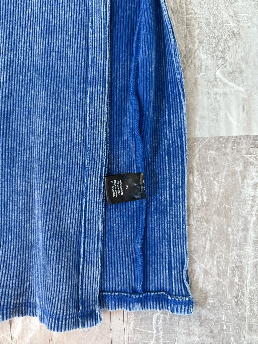 Blue Ribbed Button-Accent Midi Dress - Picture 7 of 7